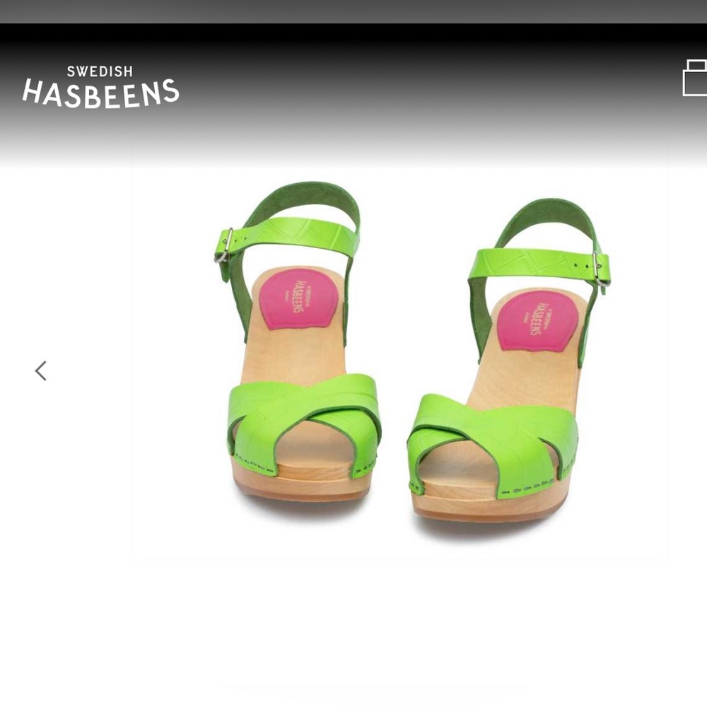 Swedish Hasbeens Lime Green Leather Sandals